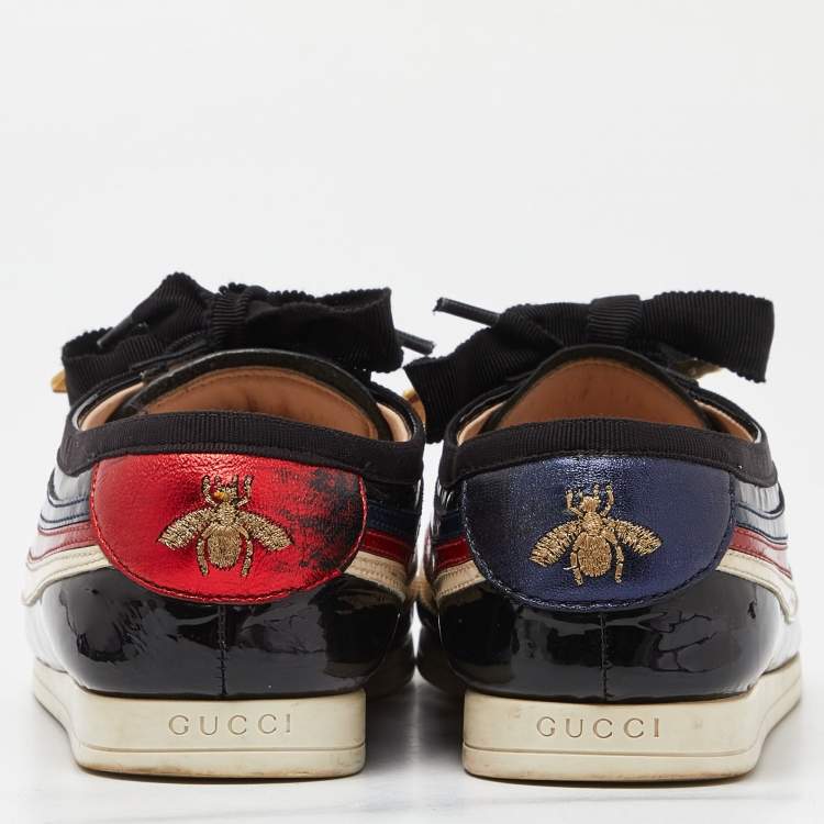 Pre Owned Gucci Multicolor Patent Leather Falacer Butterfly Sneakers Size 38.5