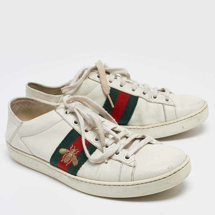 Pre Owned Gucci White Leather Ace Low Top Sneakers Size 37