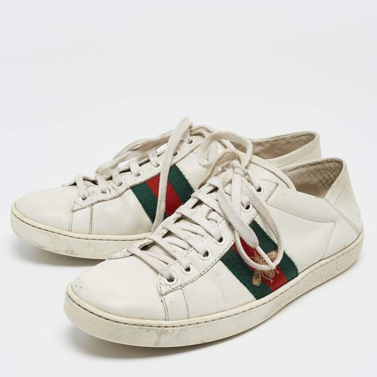 Pre Owned Gucci White Leather Ace Low Top Sneakers Size 37