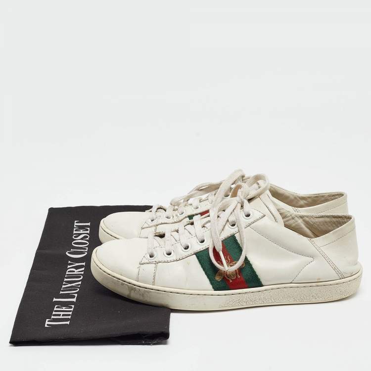 Pre Owned Gucci White Leather Ace Low Top Sneakers Size 37