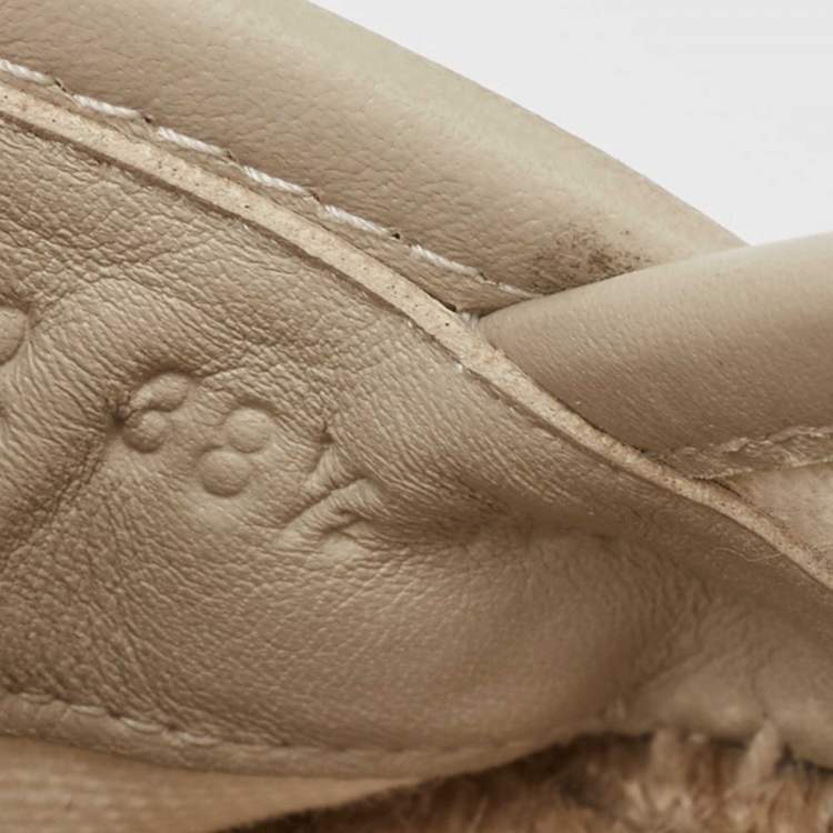 Pre Owned Gucci Grey Leather and GG Canvas Espadrille Flats Size 38.5