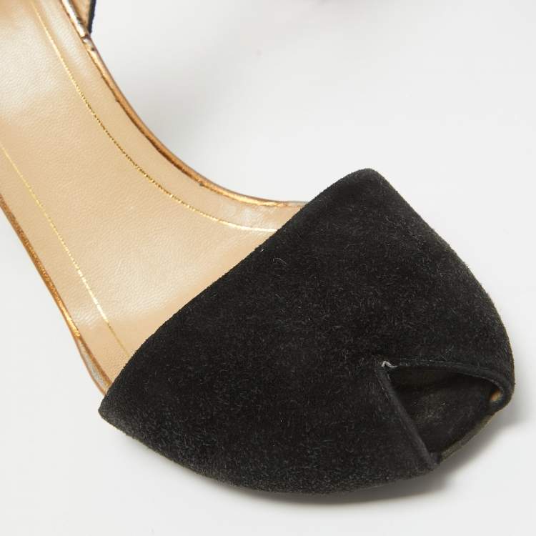 Pre Owned Gucci Black Suede Delphine Sandals Size 37