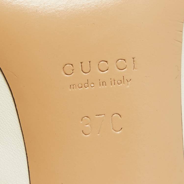 Pre Owned Gucci Cream Leather Interlocking GG Booties Size 37
