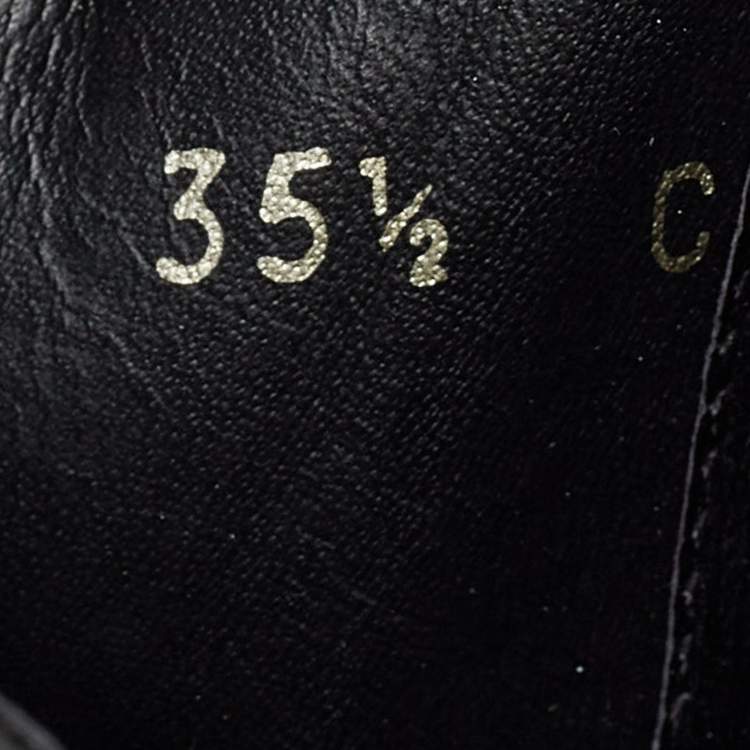 Pre Owned Gucci Black Leather Buckle Detail Mid Calf Boots Size 35.5