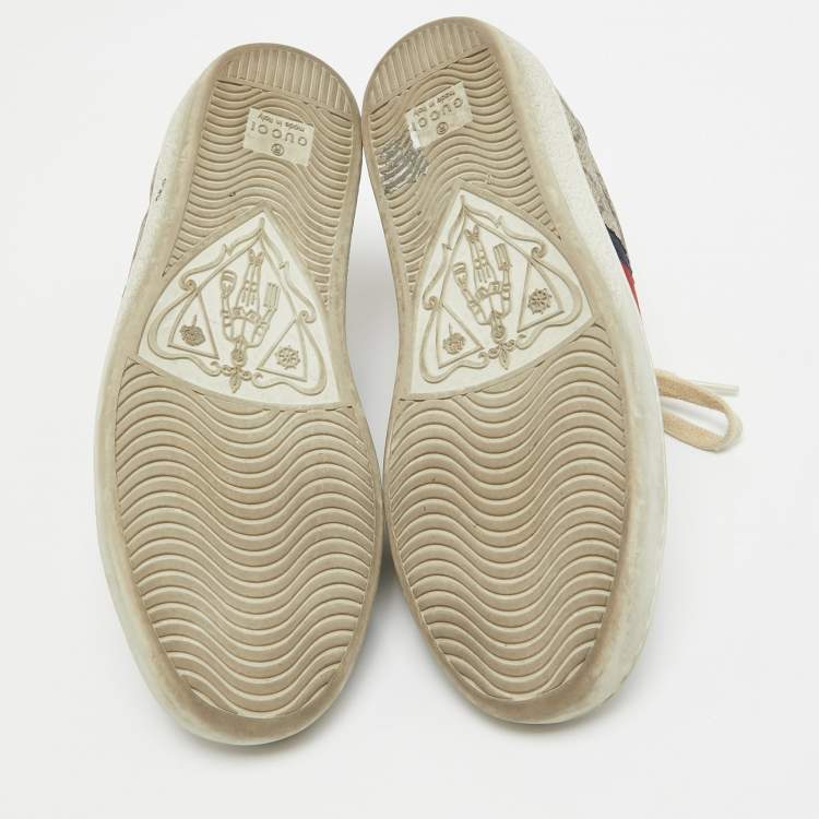 Pre Owned Gucci Beige/Brown GG Supreme Canvas Ace Sneakers Size 34