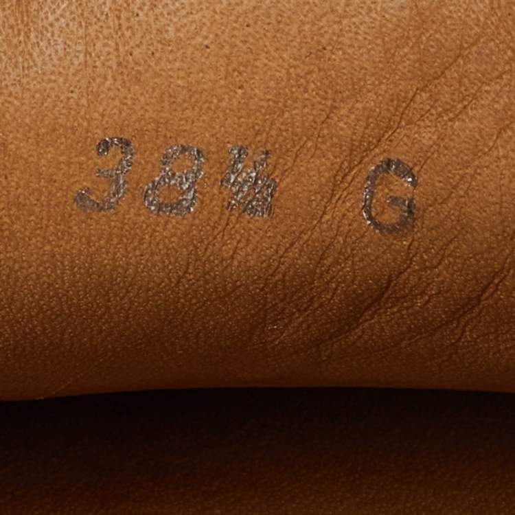 Pre Owned Gucci Beige GG Leather Slip On Loafers Size 38.5