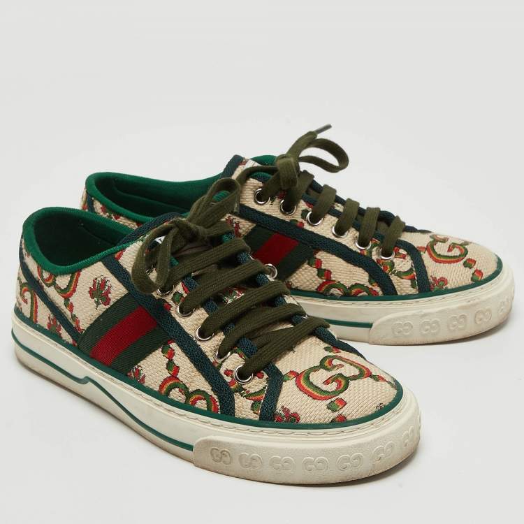 Pre Owned Gucci Multicolor GG Canvas Tennis 1977 Low Top Sneakers Size 35.5