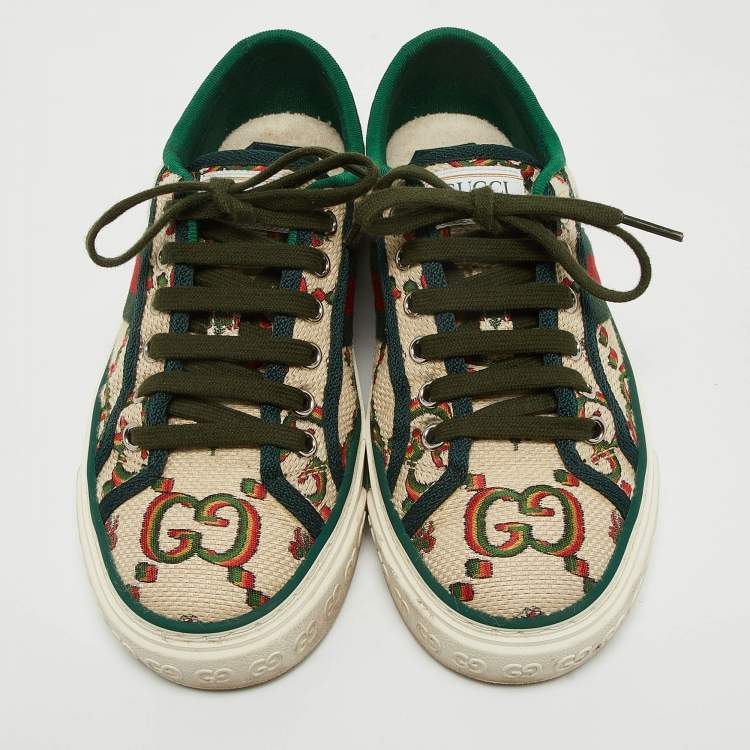 Pre Owned Gucci Multicolor GG Canvas Tennis 1977 Low Top Sneakers Size 35.5