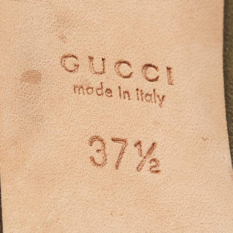 Pre Owned Gucci Olive Green Suede New Hollywood Pumps Size 37.5