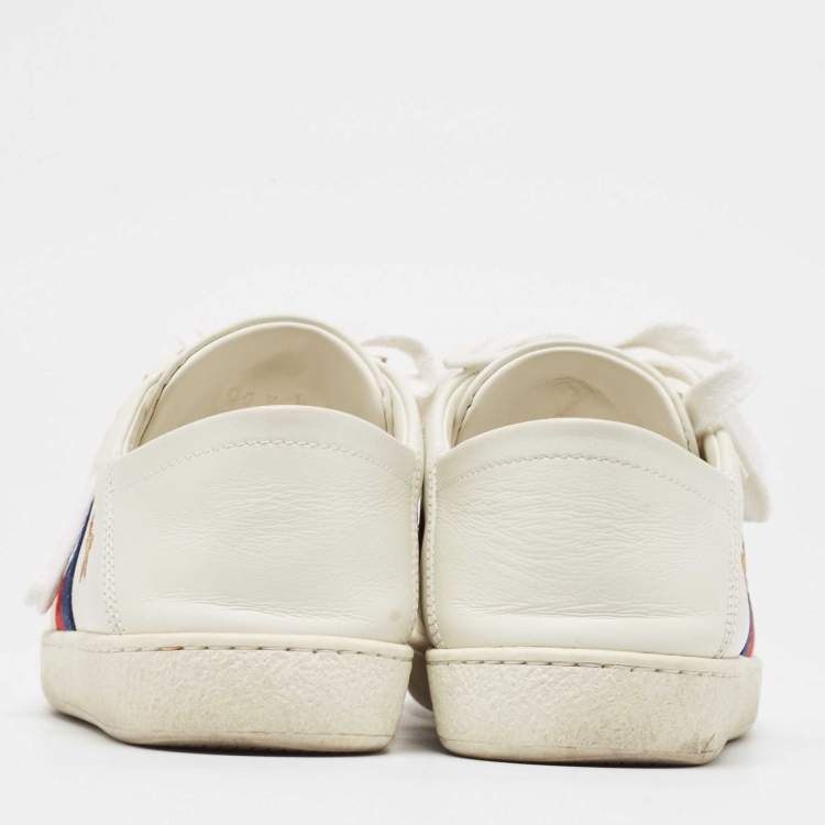 Pre Owned Gucci White Leather Star Ace Low Top Sneakers Size 34.5