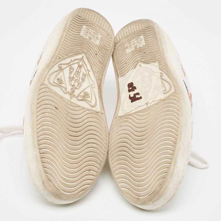 Pre Owned Gucci White Leather Star Ace Low Top Sneakers Size 34.5