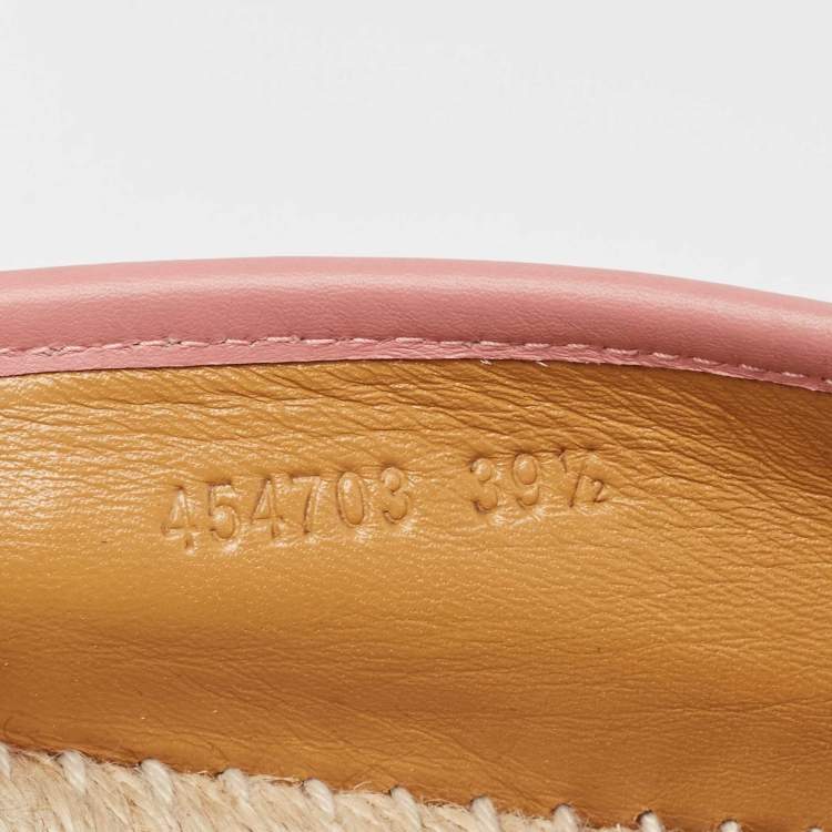 Pre Owned Gucci Pink GG Leather Slip On Espadrilles Flats Size 39.5