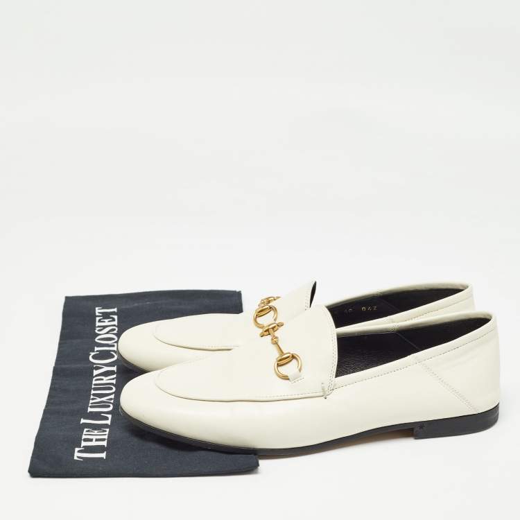 Pre Owned Gucci Cream Leather Jordaan Loafers Size 40