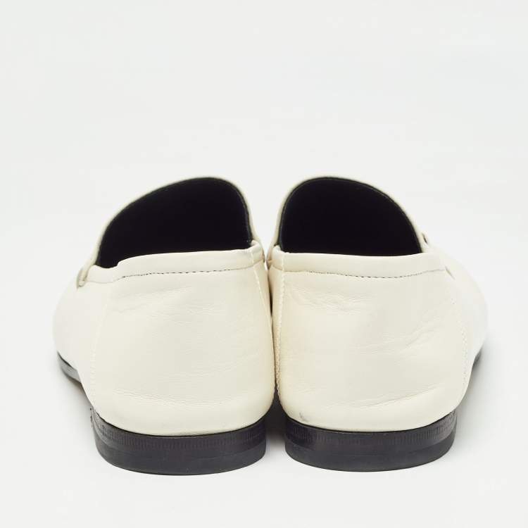 Pre Owned Gucci Cream Leather Jordaan Loafers Size 40