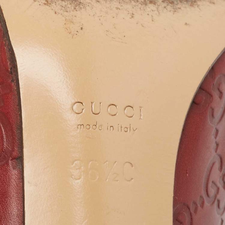 Pre Owned Gucci Red Guccissima Leather Icon Bit Pointed Toe Pumps Size 36.5