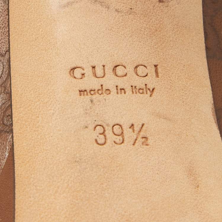 Pre Owned Gucci Brown Guccissima Leather Platform Peep Toe Pumps Size 39.5