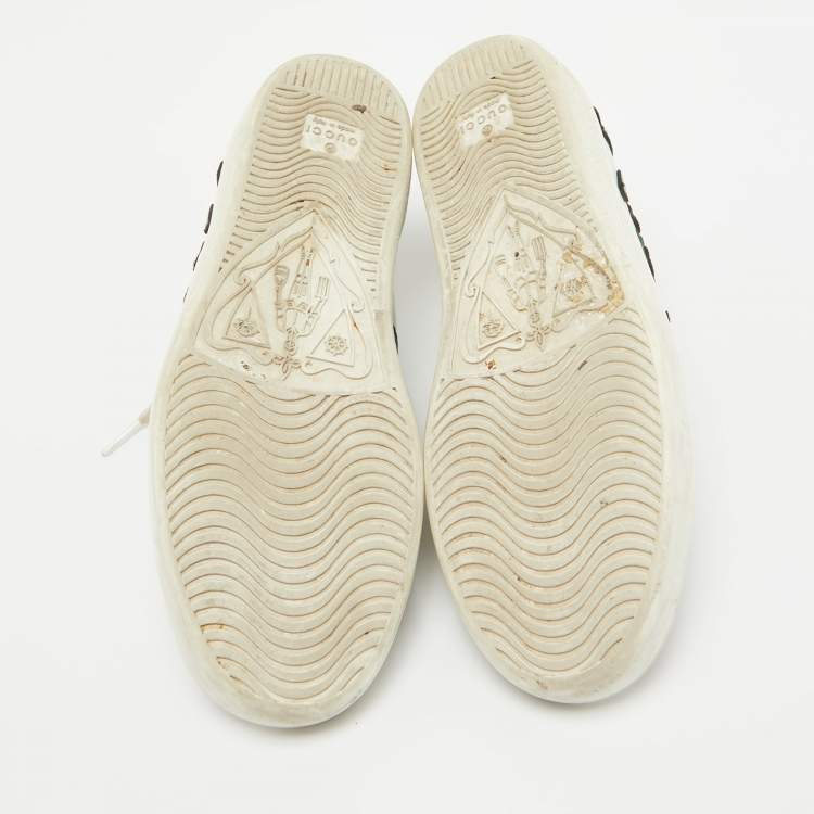 Pre Owned Gucci White Floral Embroidered Leather Ace Low Top Sneakers Size 37