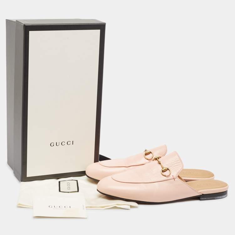 Pre Owned Gucci Pink Leather Princetown Mules Size 40