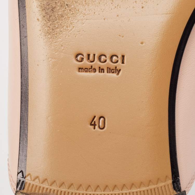 Pre Owned Gucci Pink Leather Princetown Mules Size 40