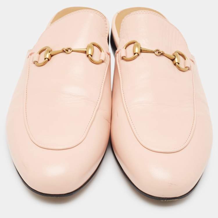 Pre Owned Gucci Pink Leather Princetown Mules Size 40