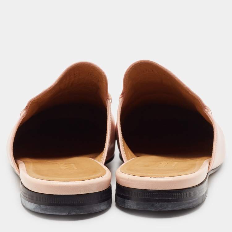 Pre Owned Gucci Pink Leather Princetown Mules Size 40