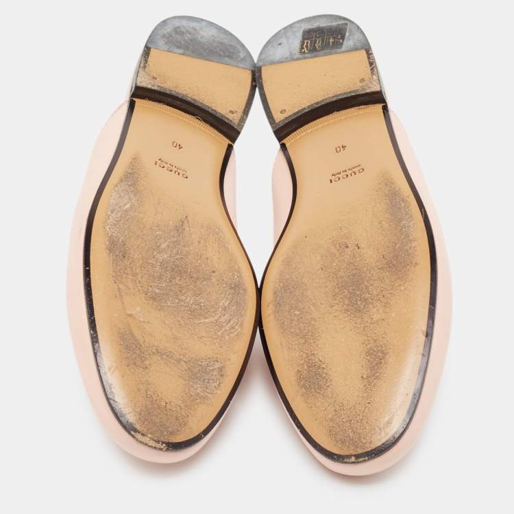 Pre Owned Gucci Pink Leather Princetown Mules Size 40