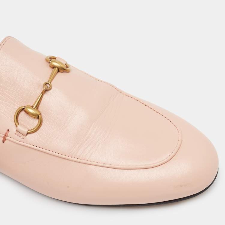 Pre Owned Gucci Pink Leather Princetown Mules Size 40