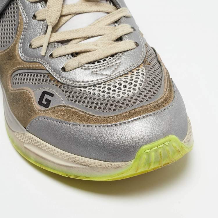 مملوكة مسبقًا Gucci Grey/Beige Suede and Mesh Ultrapace Sneakers Size 38