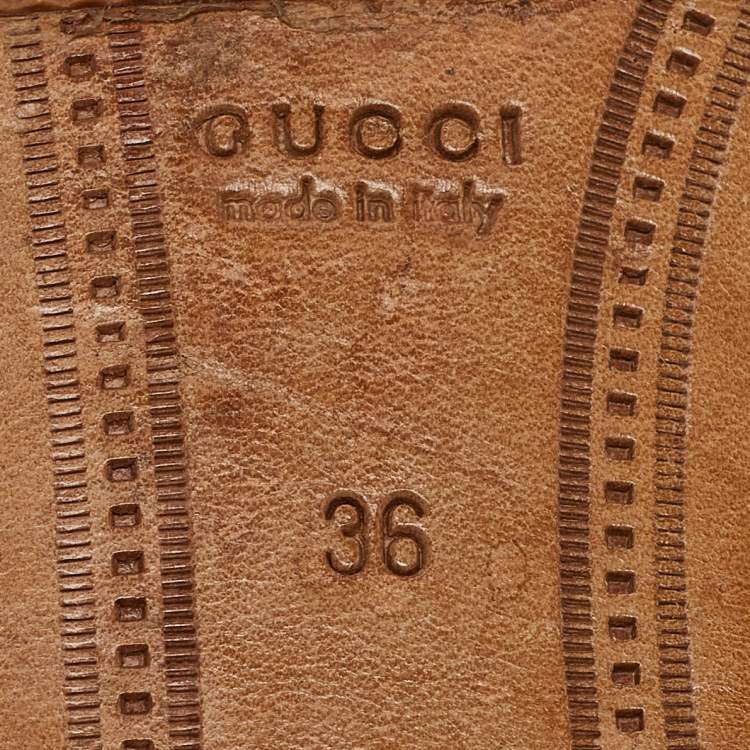 Pre Owned Gucci Red Leather Jordaan Loafers Size 36