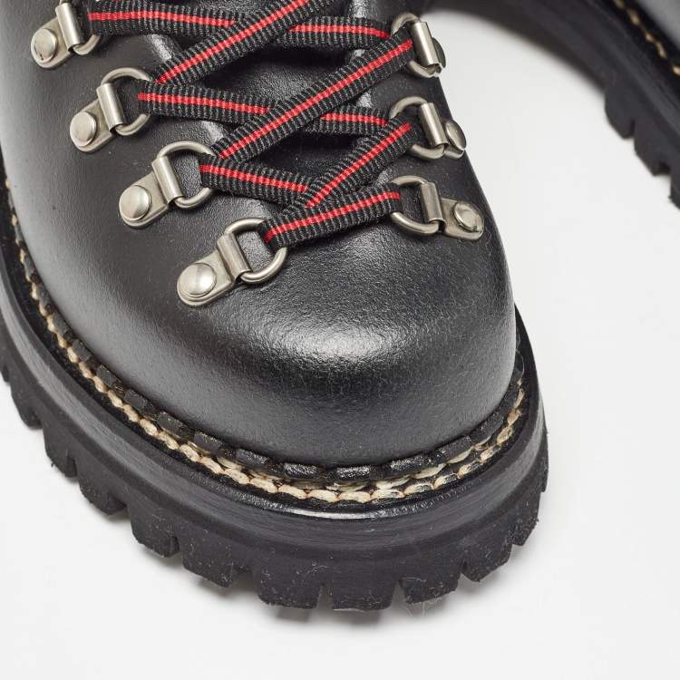 Pre Owned Gucci x The North Face Black Leather Hiking Ankle Boots Size 36