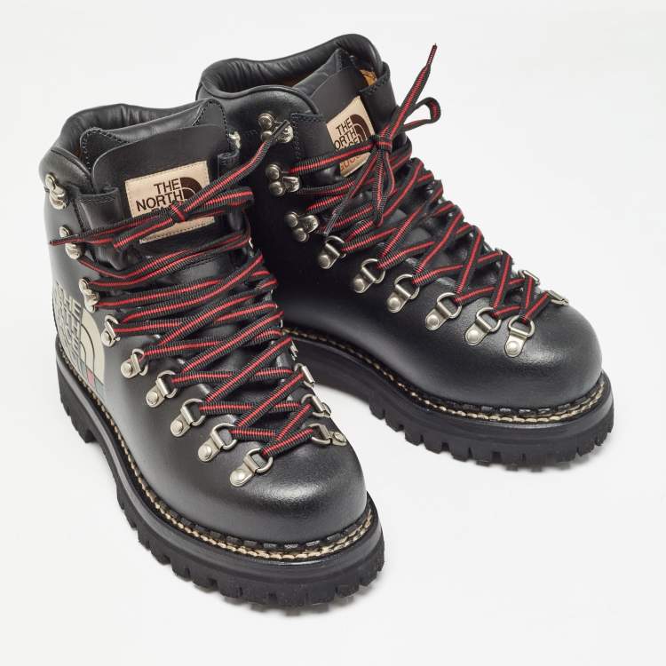 Pre Owned Gucci x The North Face Black Leather Hiking Ankle Boots Size 36