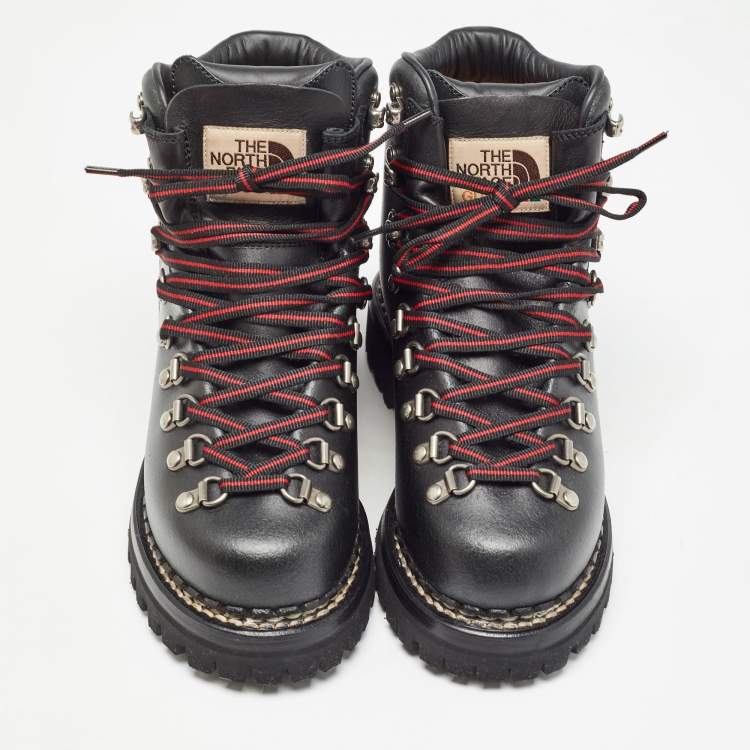 Pre Owned Gucci x The North Face Black Leather Hiking Ankle Boots Size 36