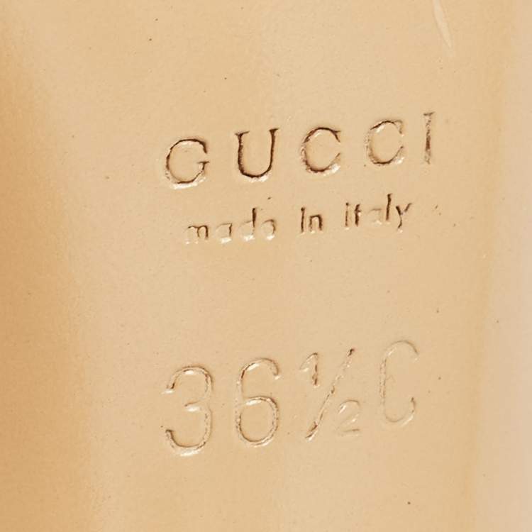 Pre Owned Gucci Gold Leather Interlocking G Slide Sandals Size 36.5