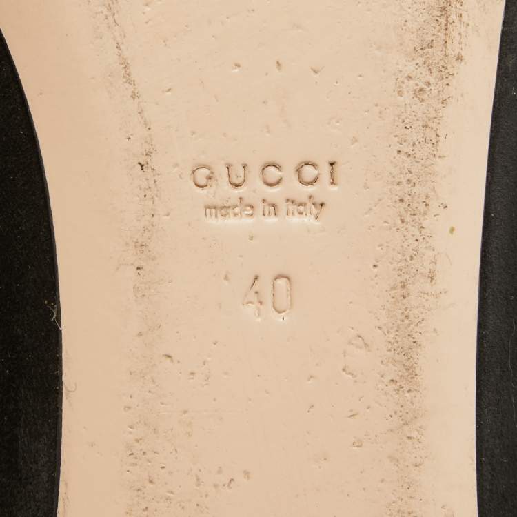 مملوكة مسبقًا Gucci Black Suede GG Marmont Fringe Ballet Flats Size 40