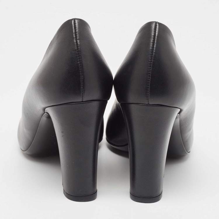 Pre Owned Gucci Black Leather Horsebit Pumps Size 38.5