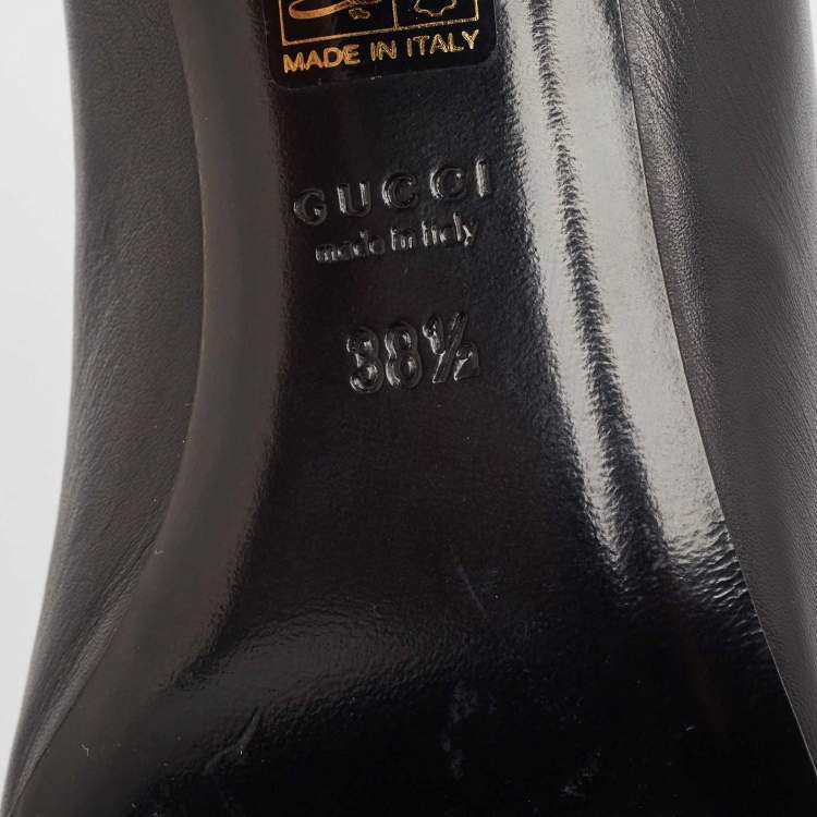Pre Owned Gucci Black Leather Horsebit Pumps Size 38.5
