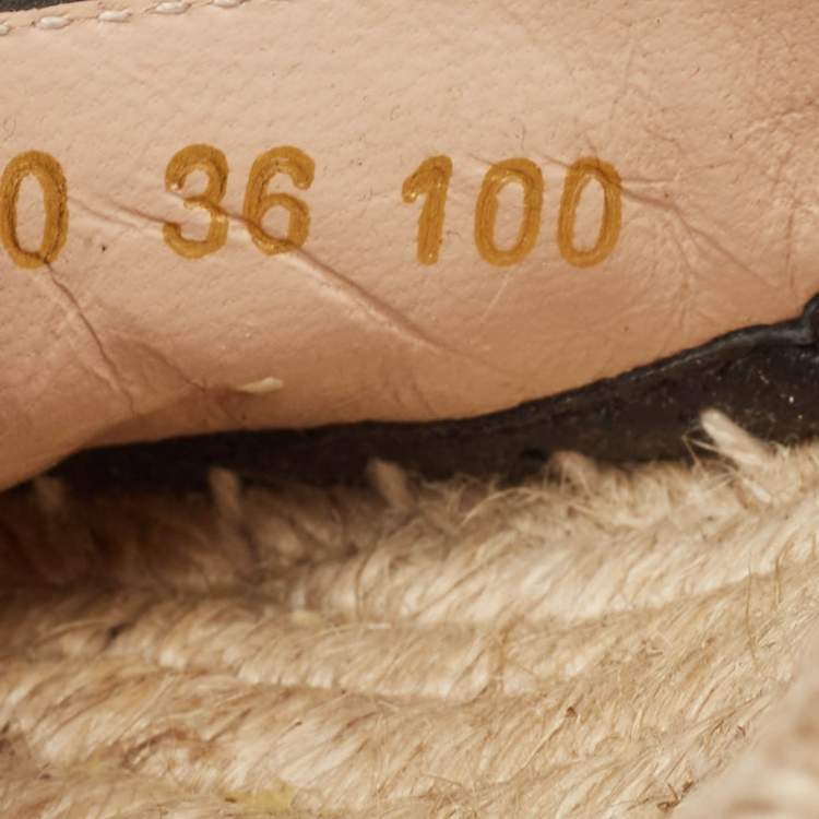 Pre Owned Gucci Beige/Black Canvas GG Marmont Wedge Sandals Size 36