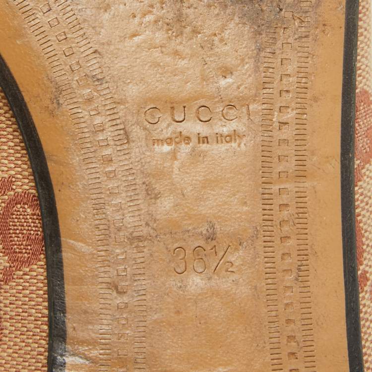 Pre Owned Gucci Beige/Brown GG Canvas Jordaan Loafers Size 36.5