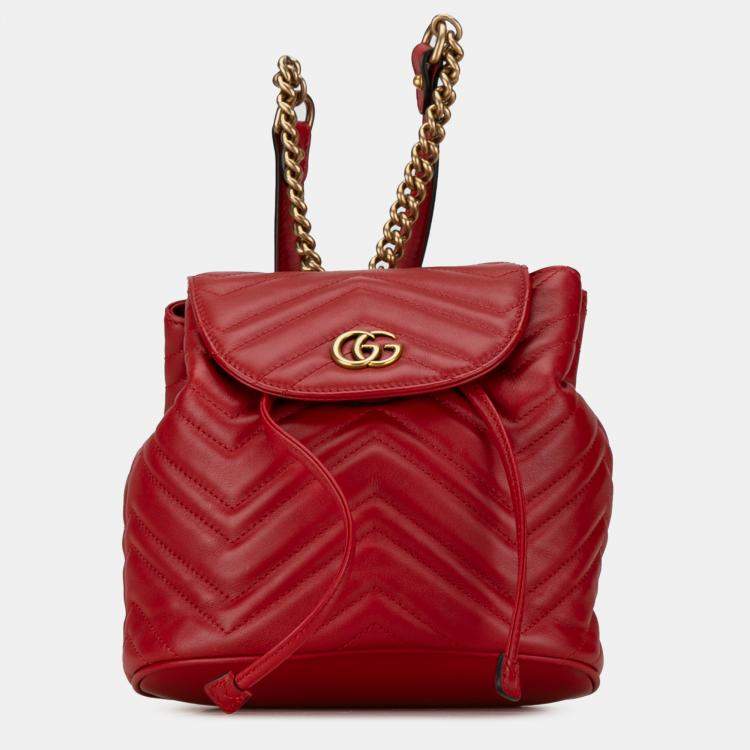 Gucci Red GG Marmont Matelasse Backpack Gucci The Luxury Closet