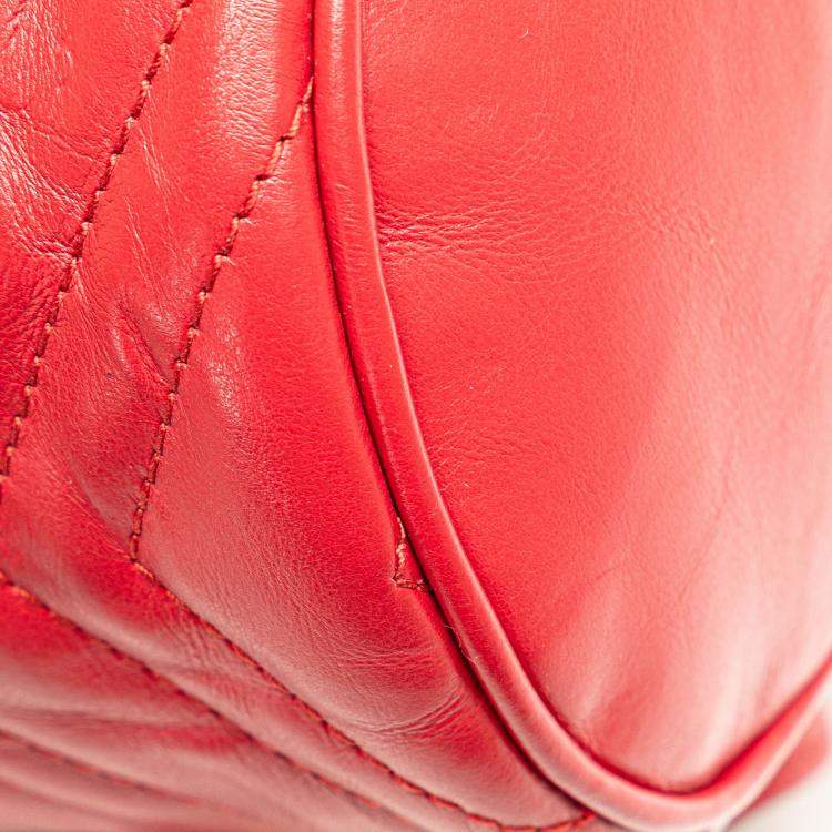 Pre Owned Gucci Red Quilted Calf Leather GG Marmont Backpack
