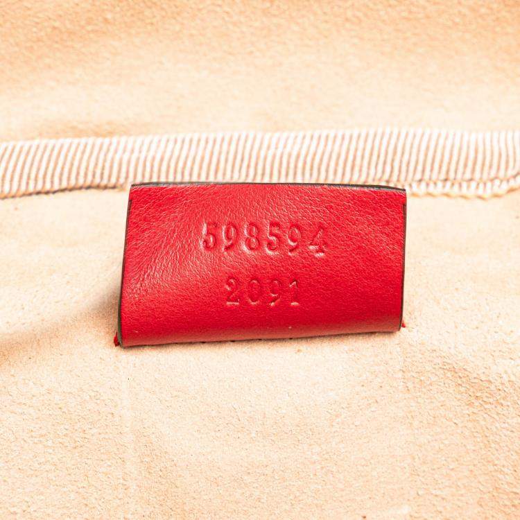 Pre Owned Gucci Red Quilted Calf Leather GG Marmont Backpack