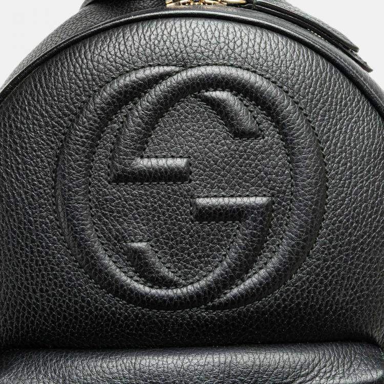 Pre Owned Gucci Black Soho Leather Chain Backpack