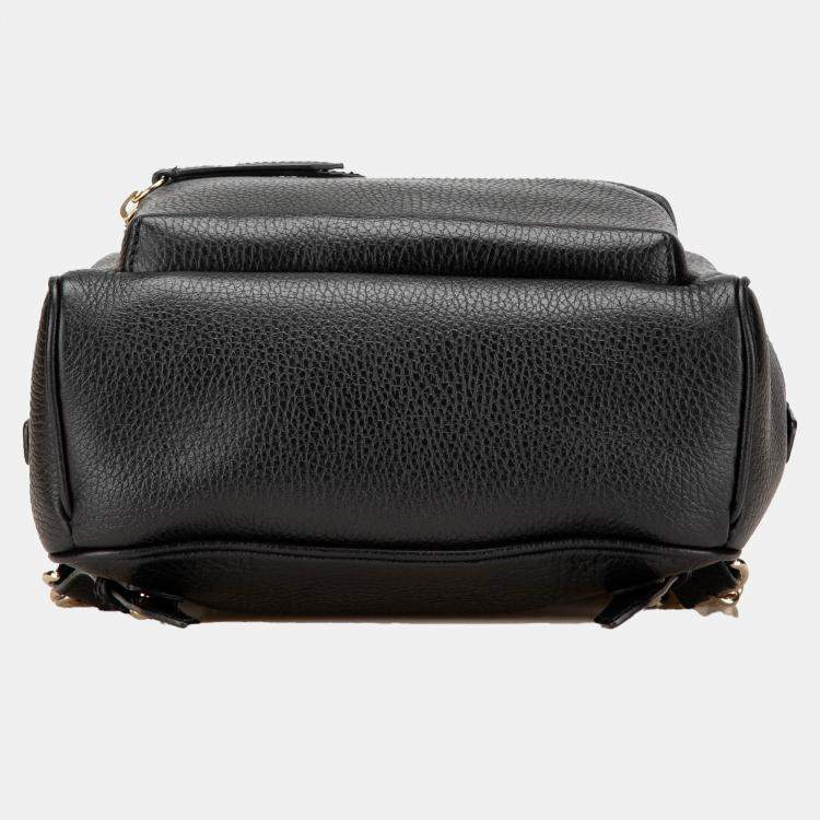 Pre Owned Gucci Black Soho Leather Chain Backpack