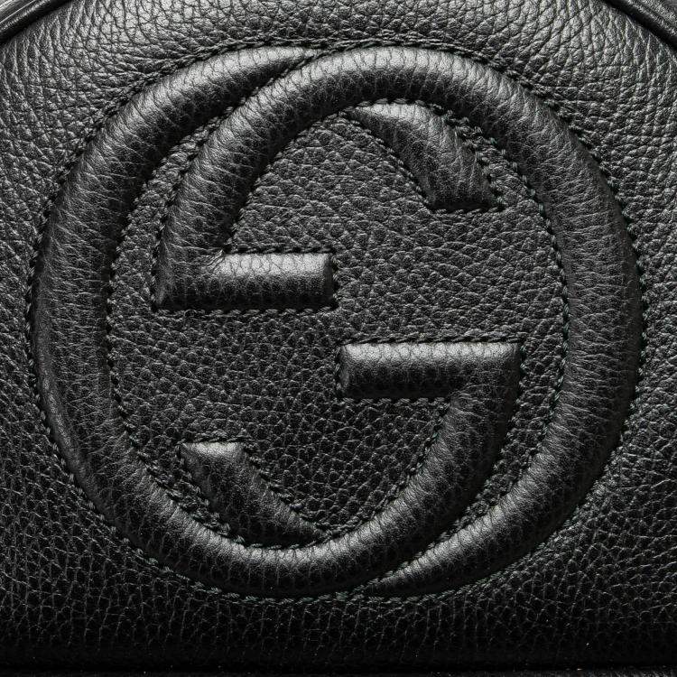Pre Owned Gucci Black Soho Leather Chain Backpack