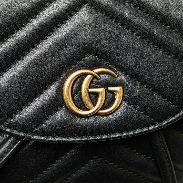 Pre Owned Gucci Black GG Marmont Matelasse Calfskin Backpack