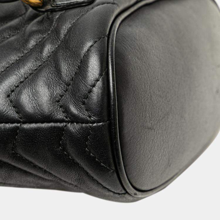 Pre Owned Gucci Black GG Marmont Matelasse Calfskin Backpack