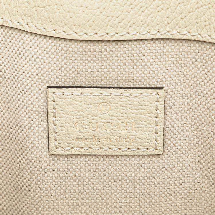 Pre Owned Gucci Beige/White Leather Canvas GG Supreme Ophidia Belt Bag