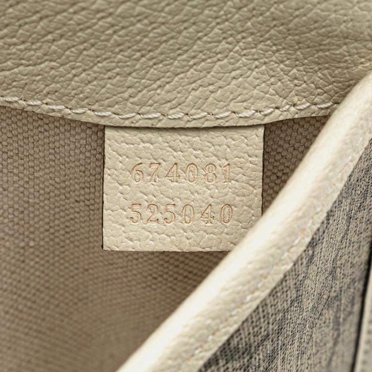 Pre Owned Gucci Beige/White Leather Canvas GG Supreme Ophidia Belt Bag