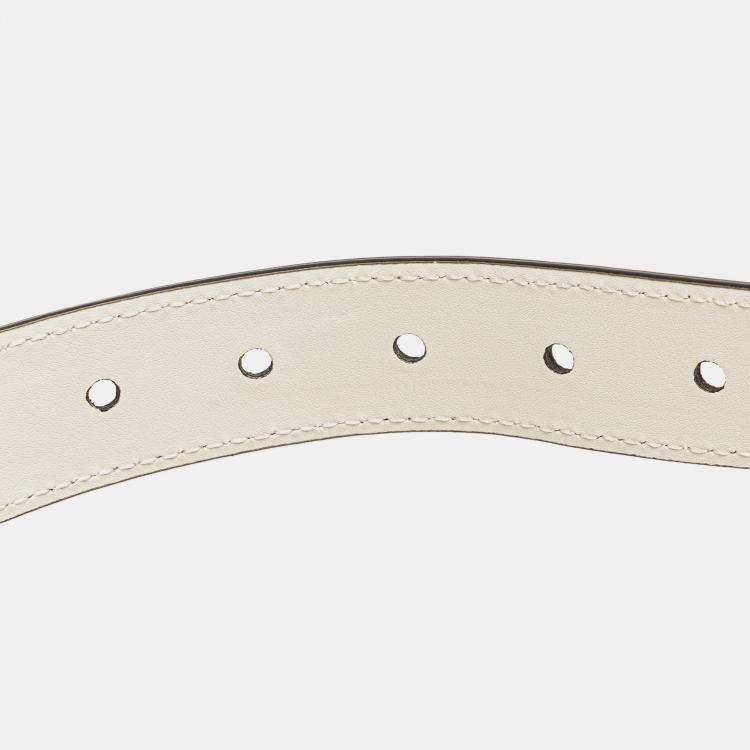 Pre Owned Gucci Beige/White Leather Canvas GG Supreme Ophidia Belt Bag