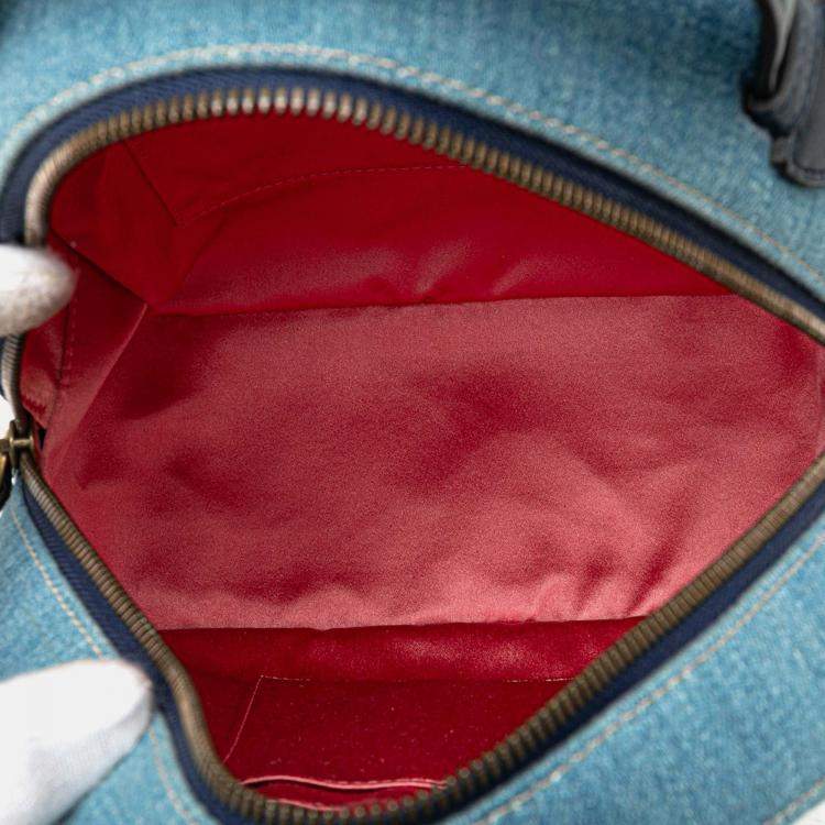 Pre Owned Gucci Small GG Marmont Pearl Denim Backpack